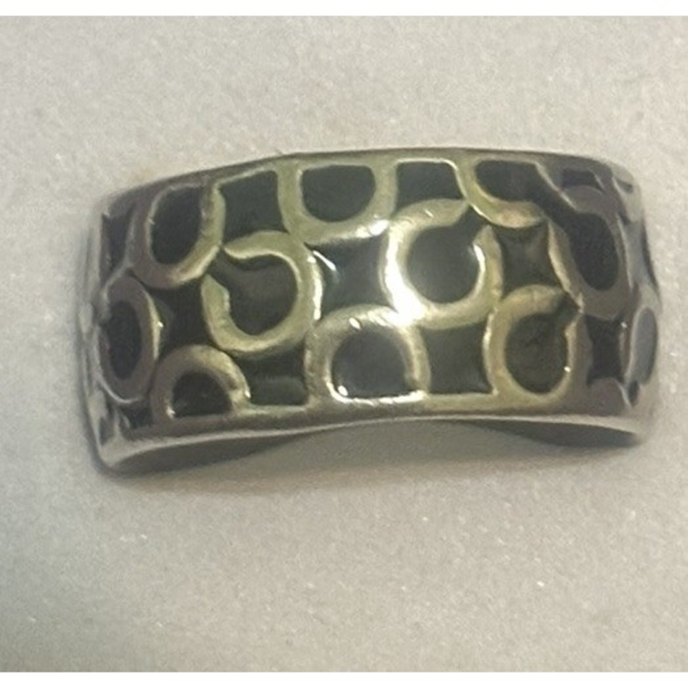 Coach Logo Silver Band Ring Size 7